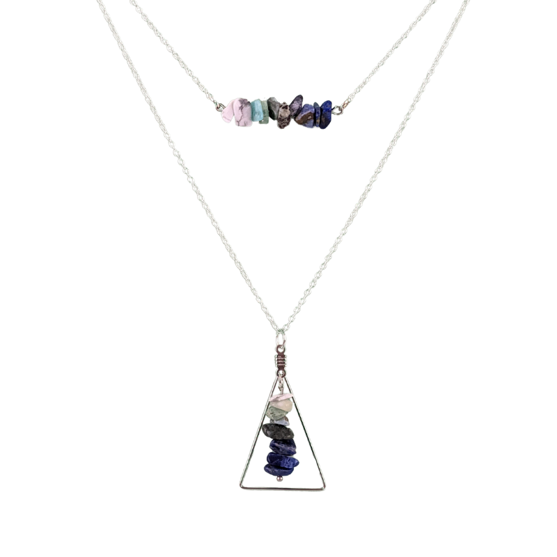 Good Vibes: Communication and Truth Bar and Triangle Pendant Necklace Set