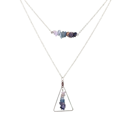 Good Vibes: Harmony and Gratitude Bar and Triangle Pendant Necklace Set