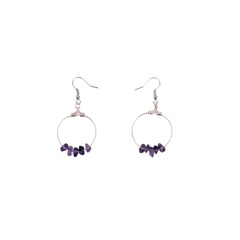 Amethyst Circle Hoop Earrings
