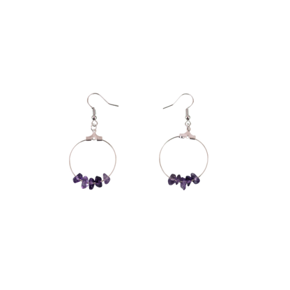 Amethyst Circle Hoop Earrings