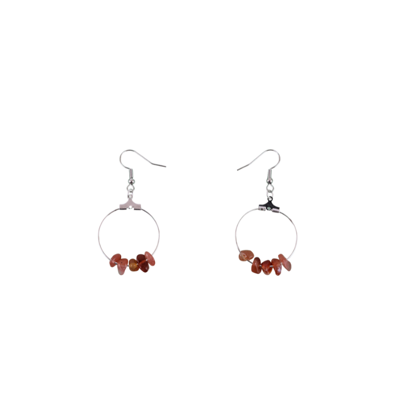 Red Carnelian Circle Hoop Earrings