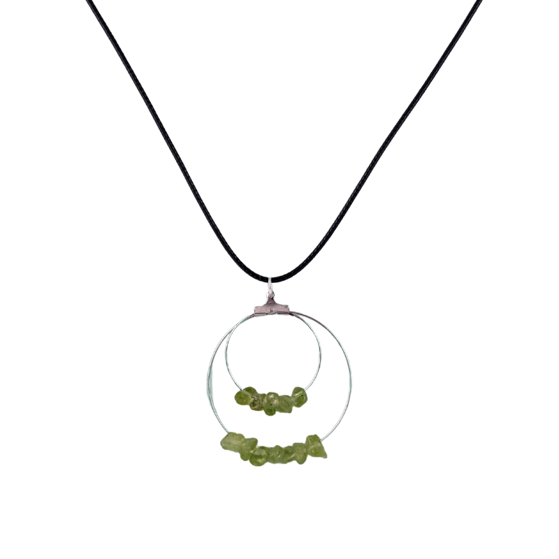Peridot Double Circle Pendant Necklace