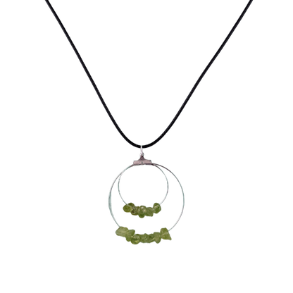 Peridot Double Circle Pendant Necklace