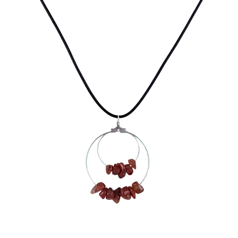 Red Carnelian Double Circle Pendant Necklace