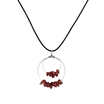 Red Carnelian Double Circle Pendant Necklace