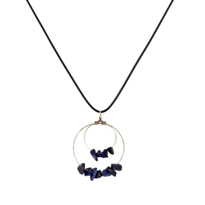 Lapis Lazuli Double Circle Pendant Necklace