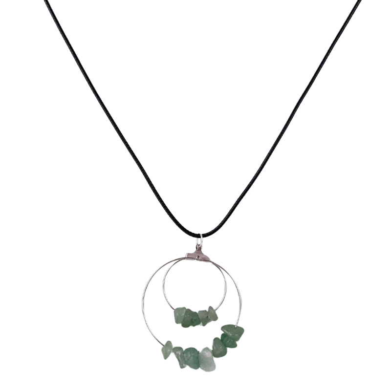 Aventurine Double Circle Pendant Necklace