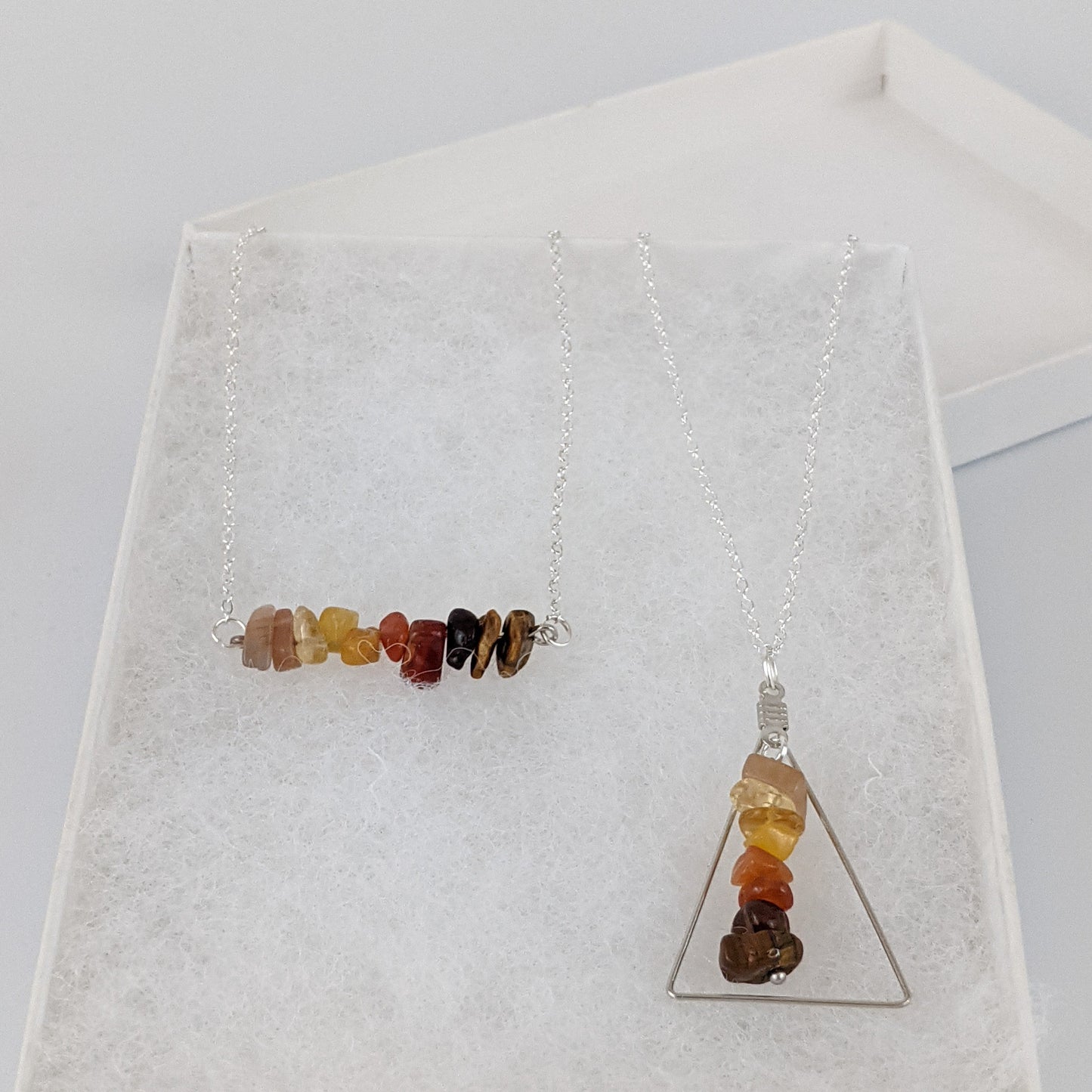 Good Vibes: Positivity and Courage Bar and Triangle Pendant Necklace Set