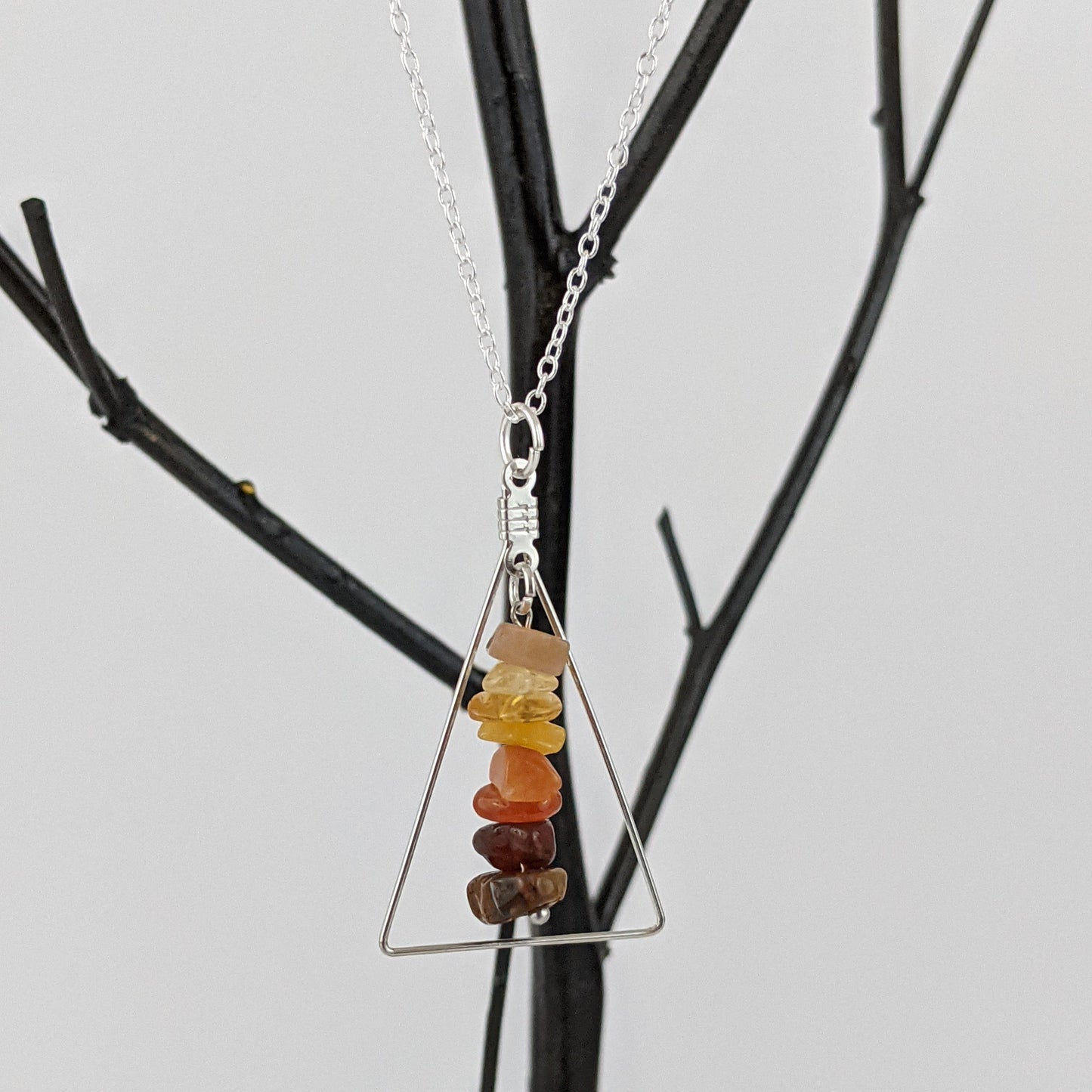 Good Vibes: Positivity and Courage Bar and Triangle Pendant Necklace Set