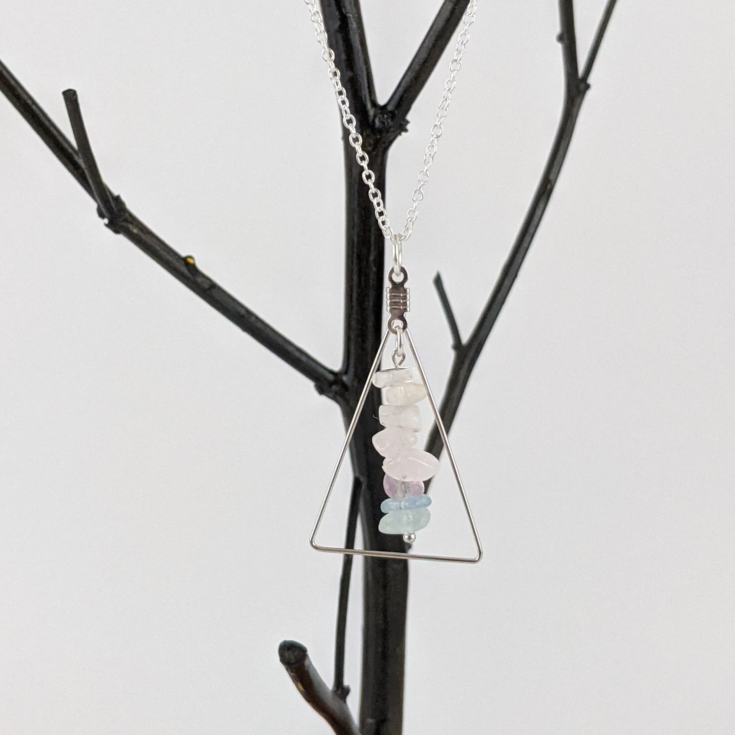 Good Vibes: Love and Healing Bar and Triangle Pendant Necklace Set