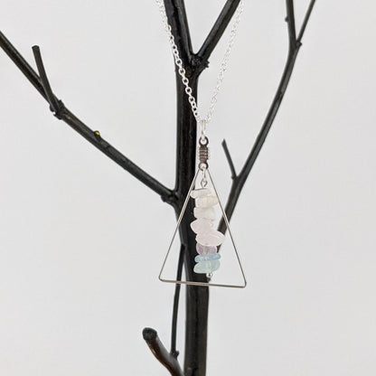 Good Vibes: Love and Healing Bar and Triangle Pendant Necklace Set