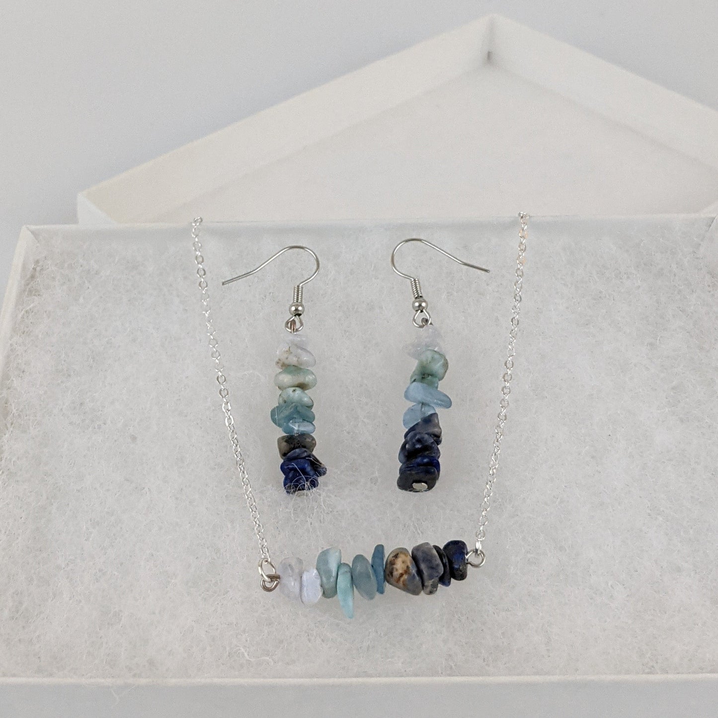 Good Vibes: Harmony and Gratitude Bar Necklace and Dangle Earrings Set