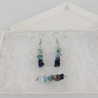 Good Vibes: Harmony and Gratitude Bar Necklace and Dangle Earrings Set
