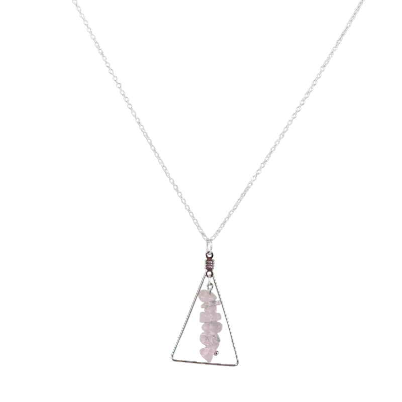 Rose Quartz Triangle Pendant Necklace