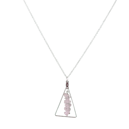 Rose Quartz Triangle Pendant Necklace