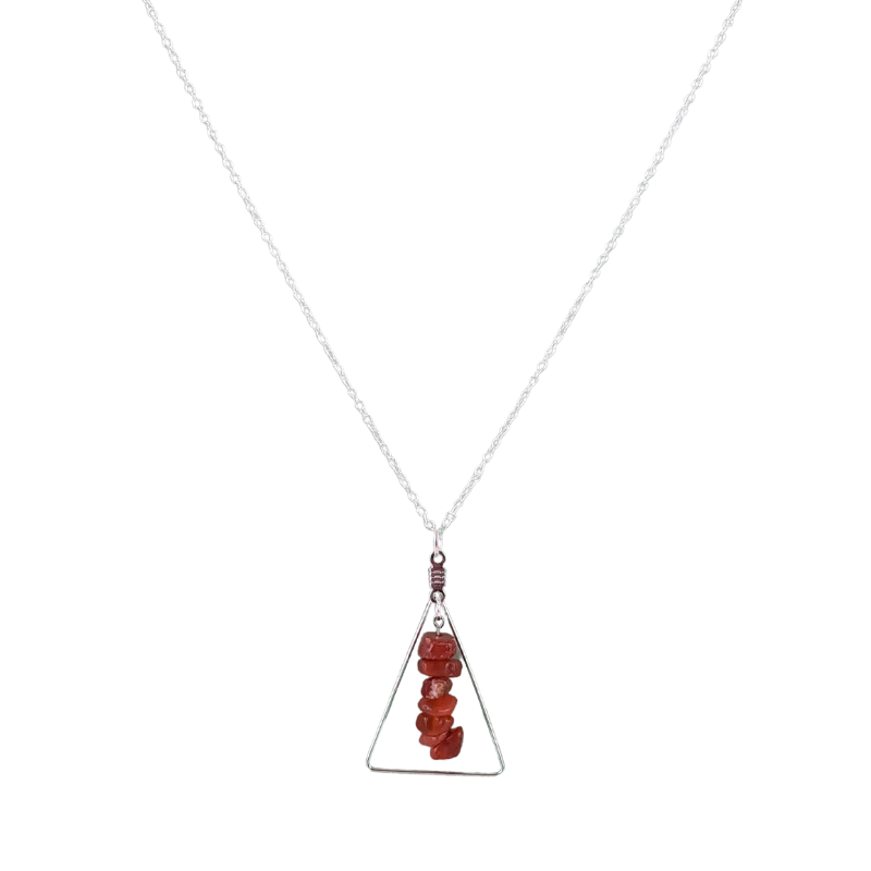 Red Carnelian Triangle Pendant Necklace