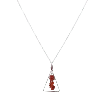 Red Carnelian Triangle Pendant Necklace