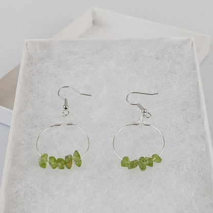 Peridot Circle Hoop Earrings
