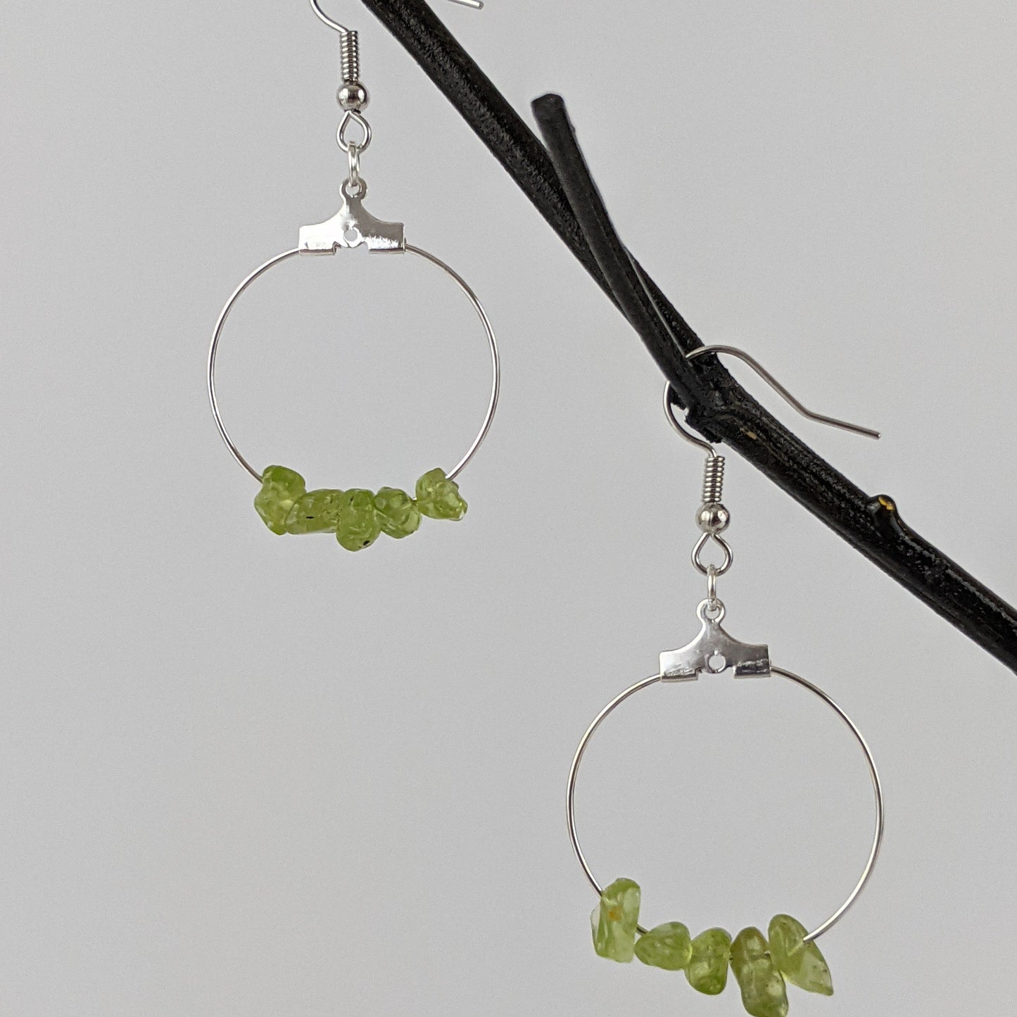 Peridot Circle Hoop Earrings
