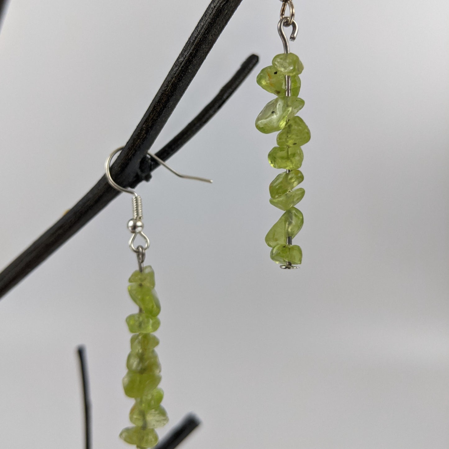 Peridot Bar Necklace and Dangle Earrings Set