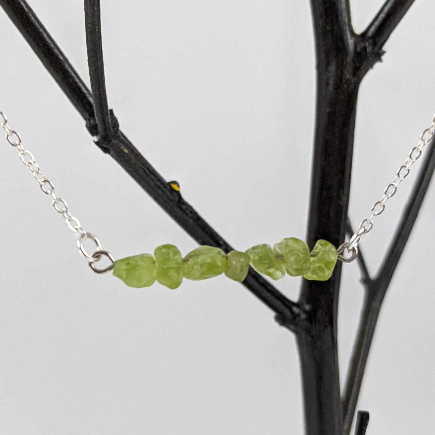 Peridot Bar and Triangle Pendant Necklace Set
