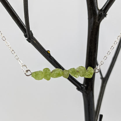 Peridot Bar and Triangle Pendant Necklace Set