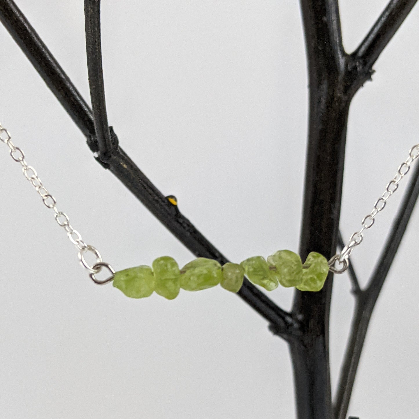 Peridot Bar Necklace and Dangle Earrings Set