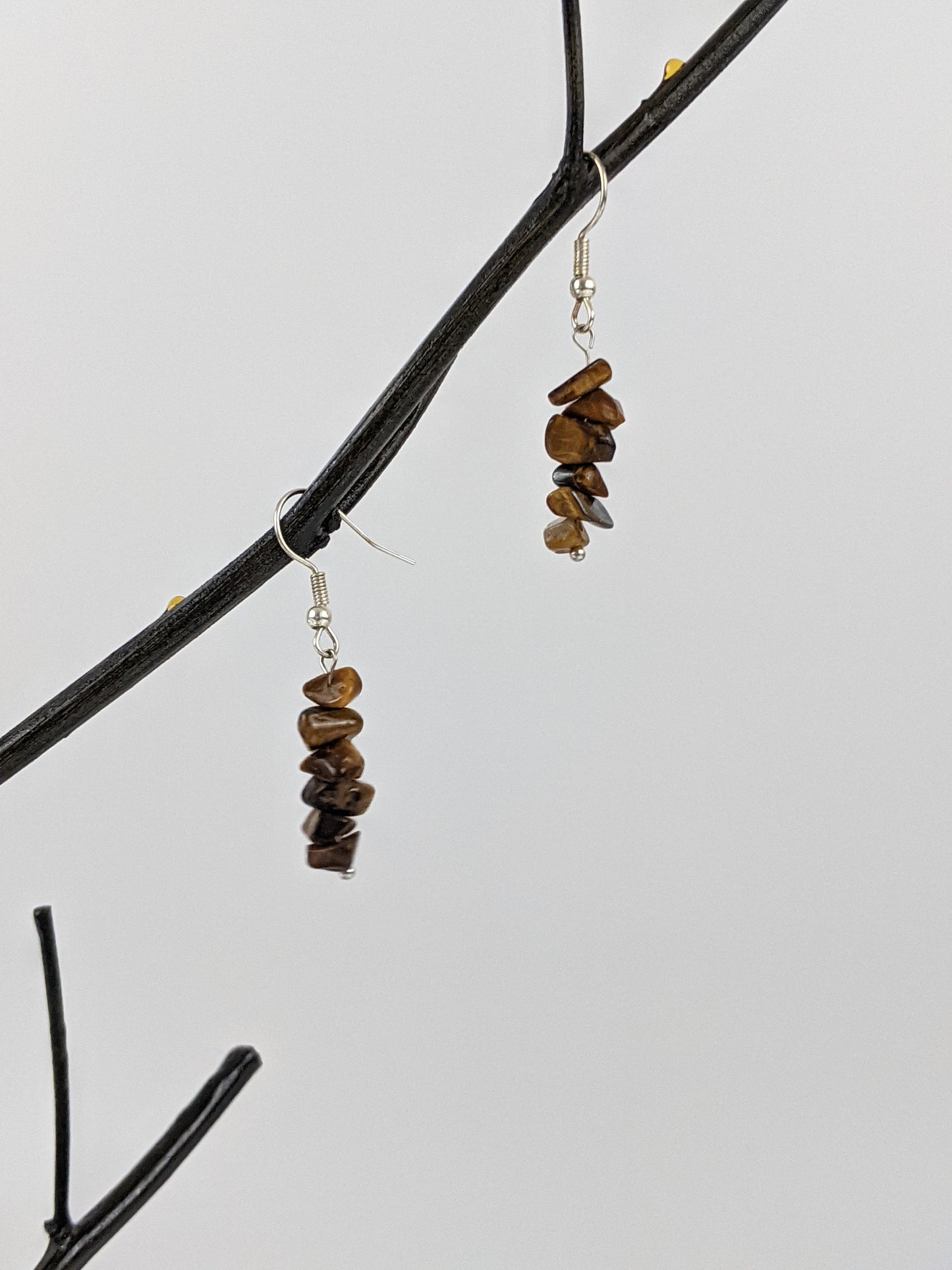 Tiger Eye Bar Necklace and Dangle Earrings Set