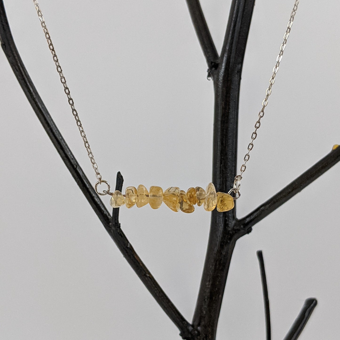 Citrine Bar Necklace and Dangle Earrings Set