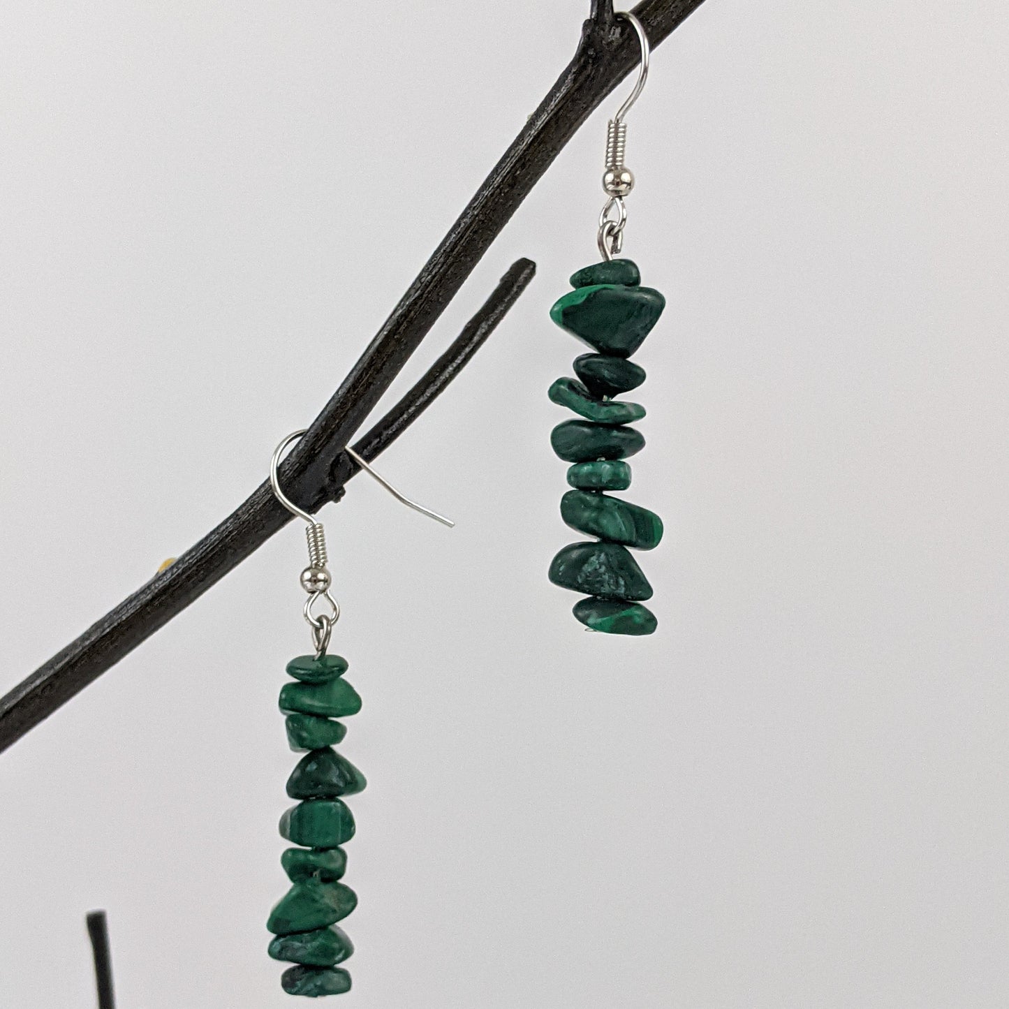 Malachite Bar Necklace and Dangle Earrings Set