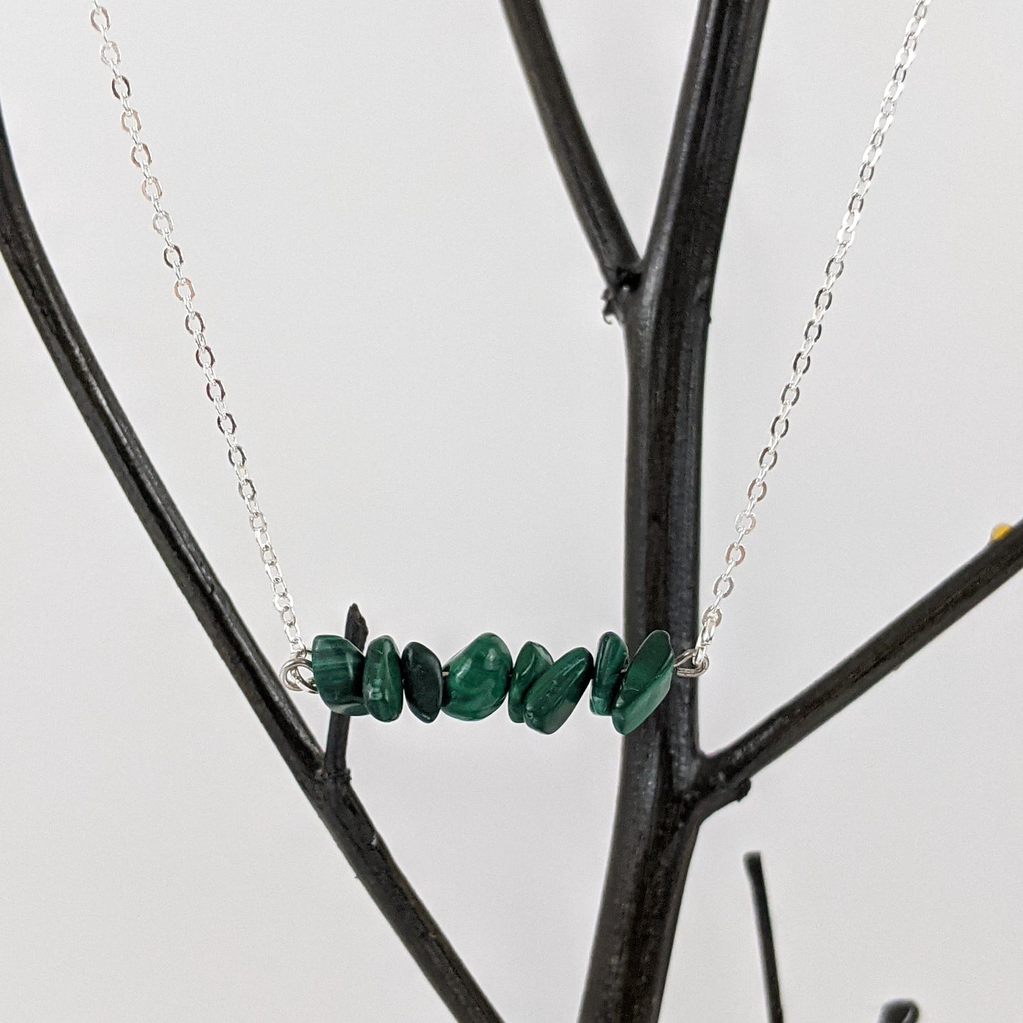 Malachite Bar Necklace and Dangle Earrings Set
