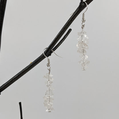 Crystal Quartz Triangle Pendant and Dangle Earrings Set
