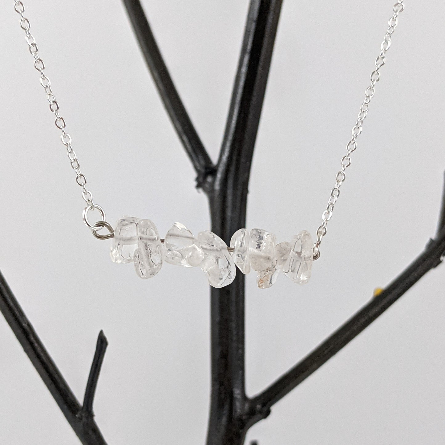Crystal Quartz Bar and Triangle Pendant Necklace Set