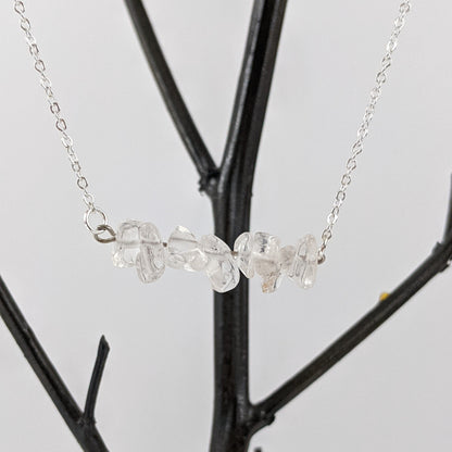 Crystal Quartz Bar and Triangle Pendant Necklace Set