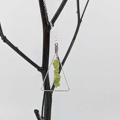 Peridot Bar and Triangle Pendant Necklace Set