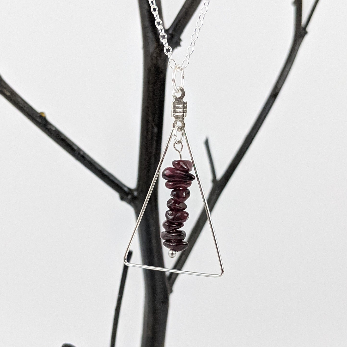 Garnet Triangle Pendant Necklace