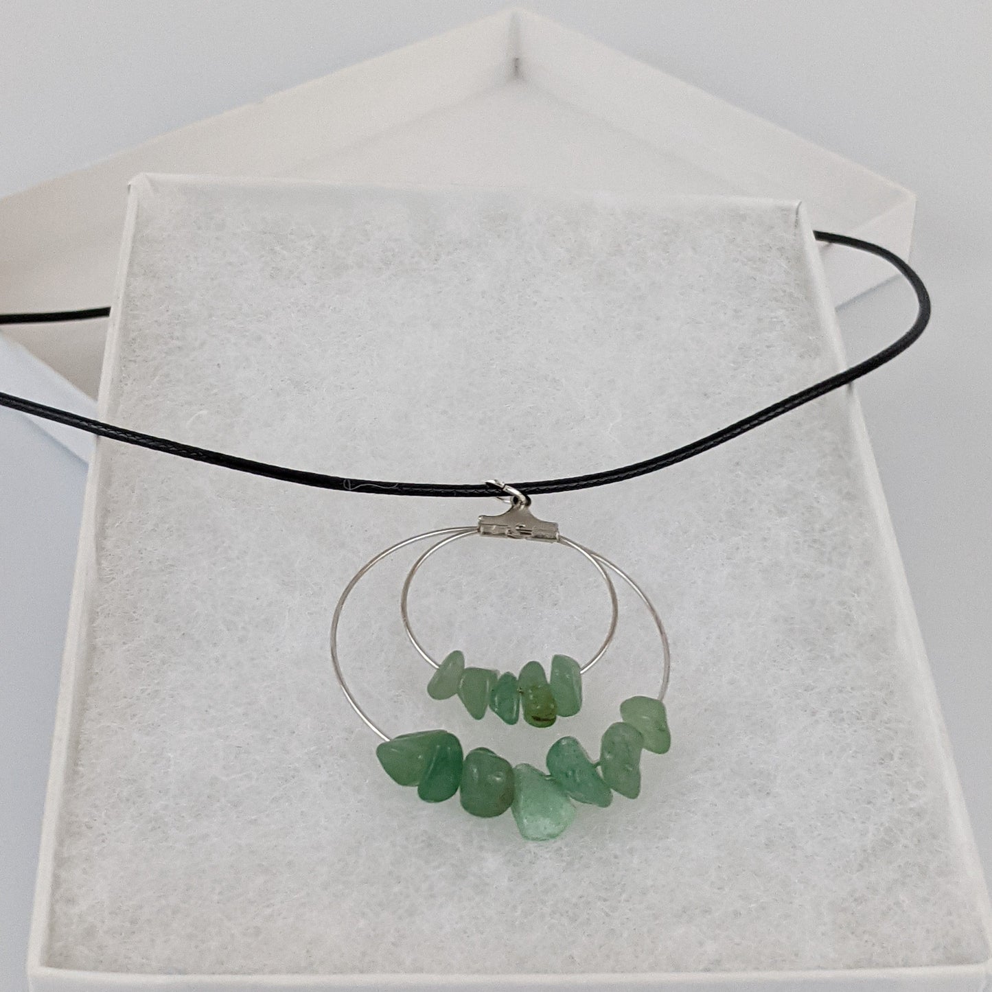 Aventurine Double Circle Pendant Necklace