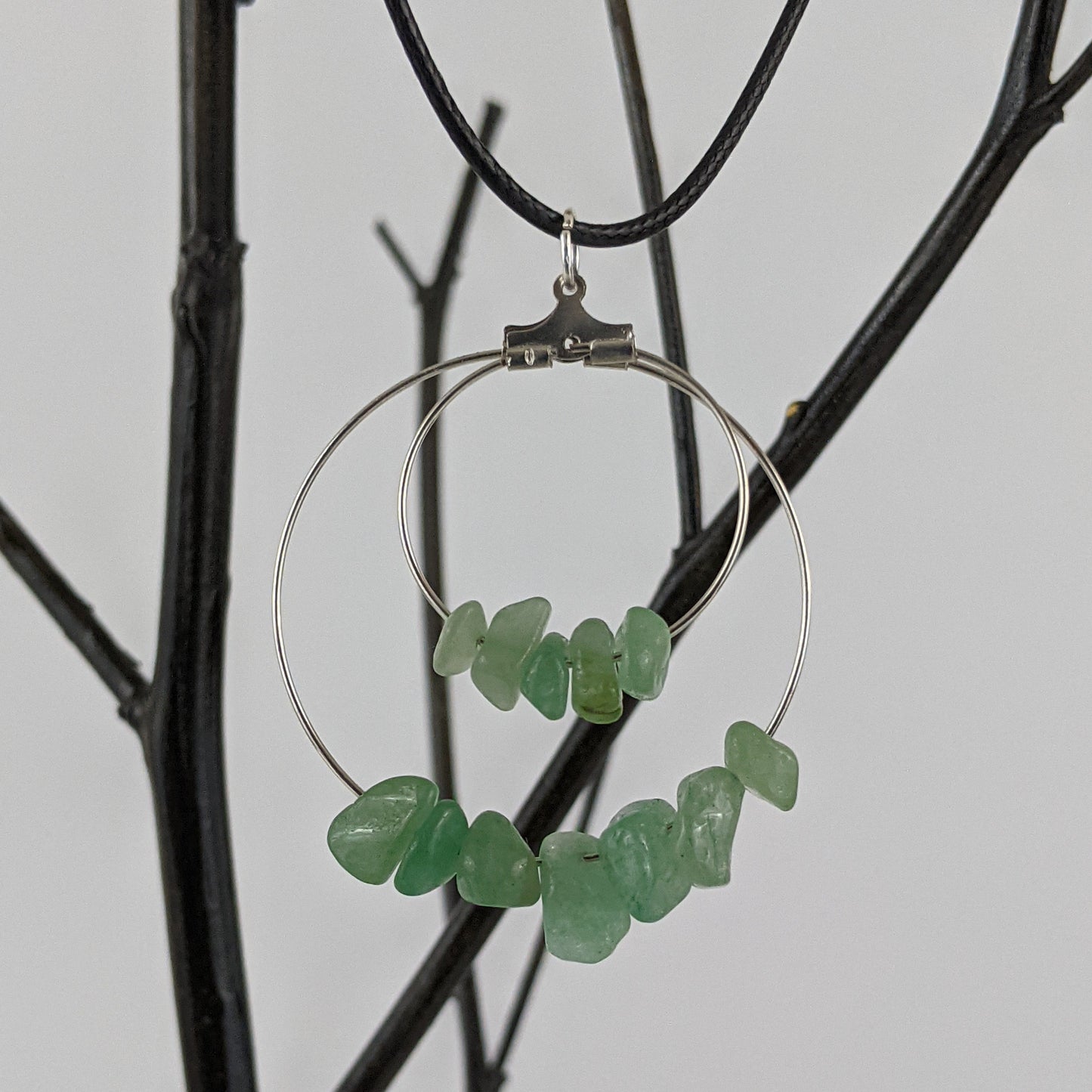 Aventurine Double Circle Pendant Necklace