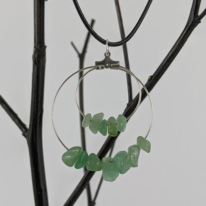 Aventurine Double Circle Pendant Necklace