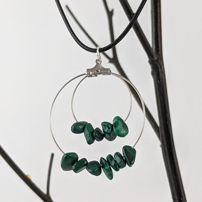 Malachite Double Circle Pendant Necklace