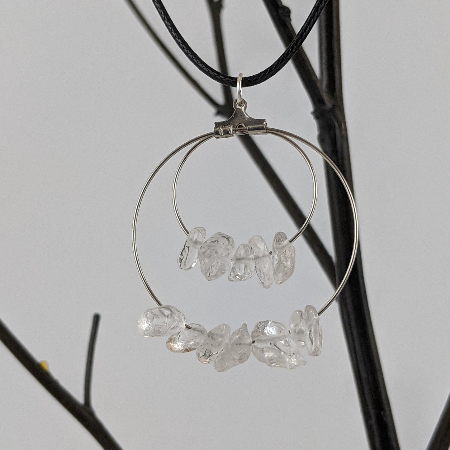 Crystal Quartz Double Circle Pendant