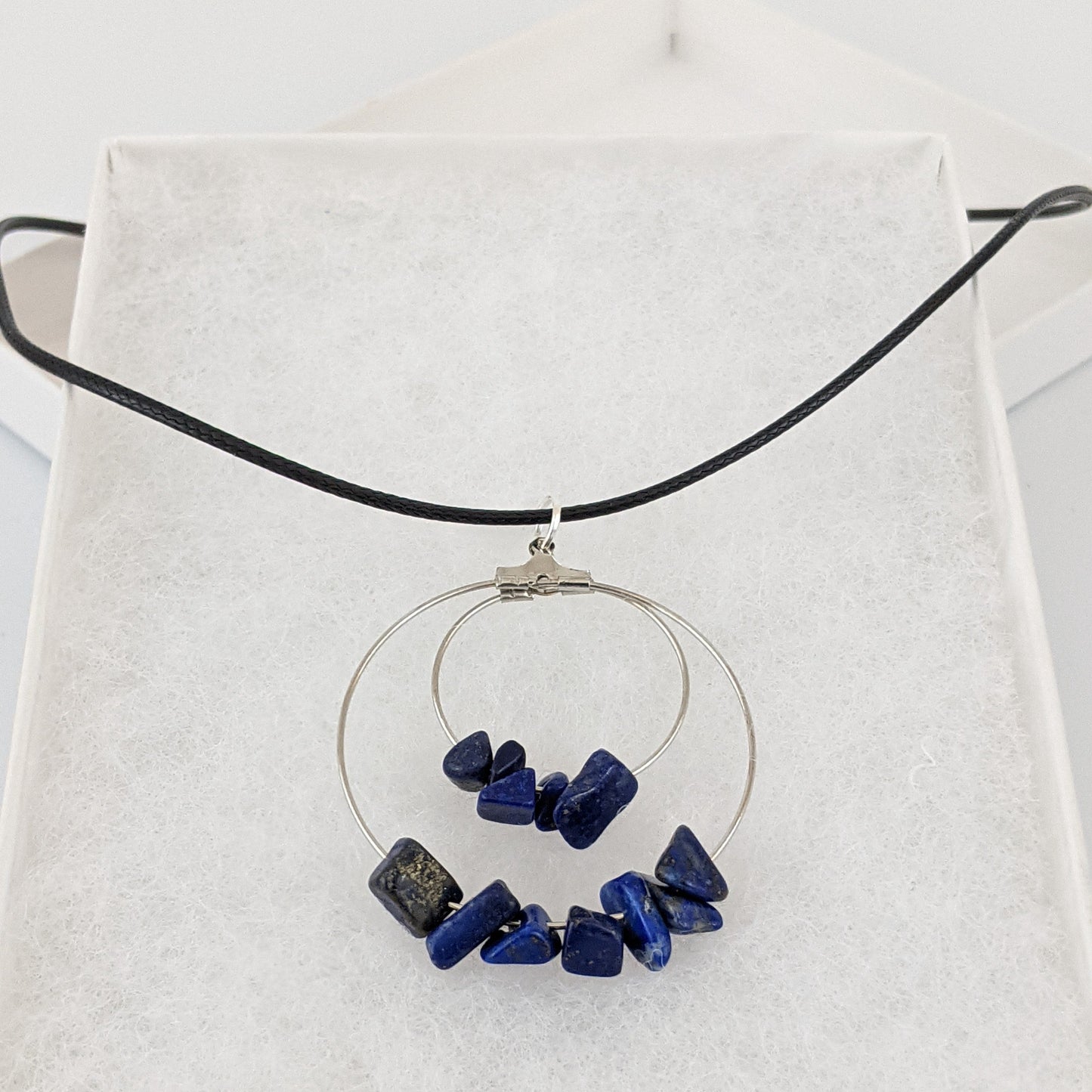 Lapis Lazuli Double Circle Pendant Necklace