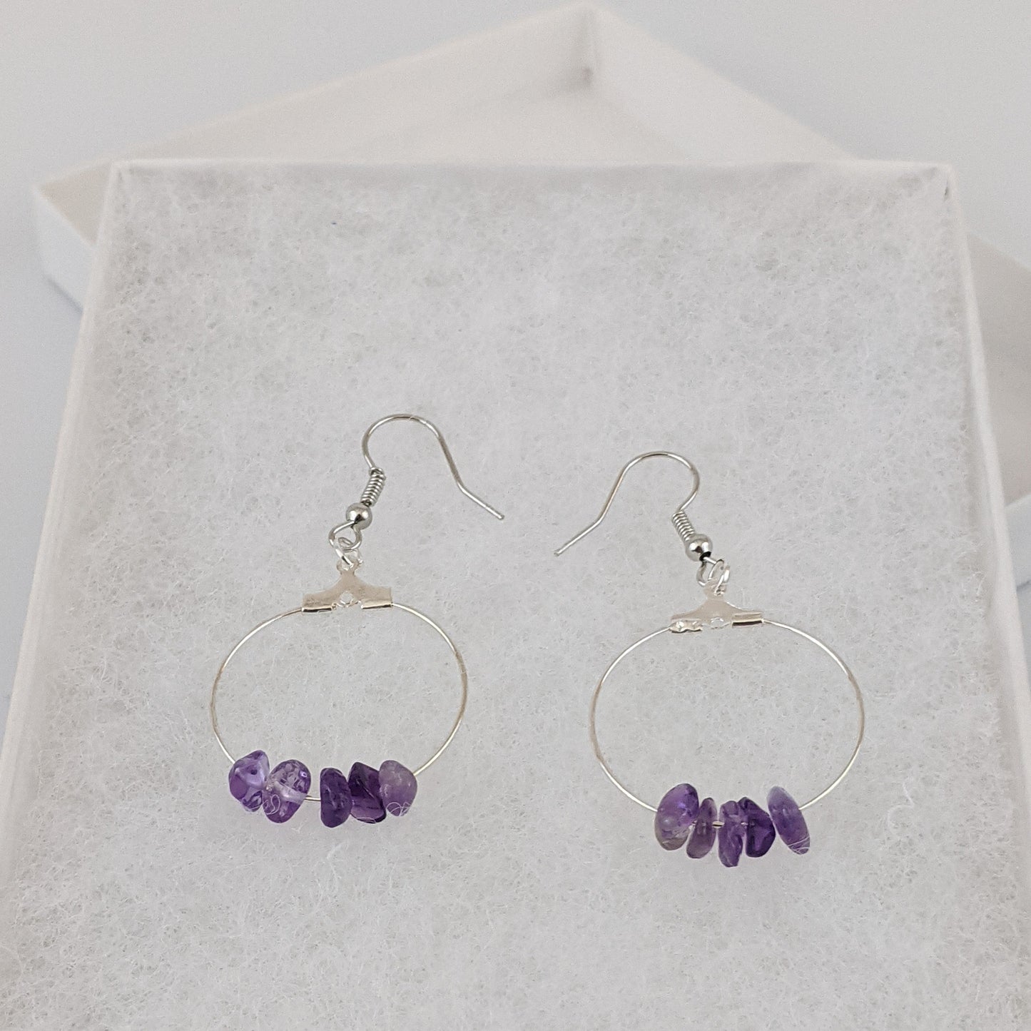 Amethyst Circle Hoop Earrings