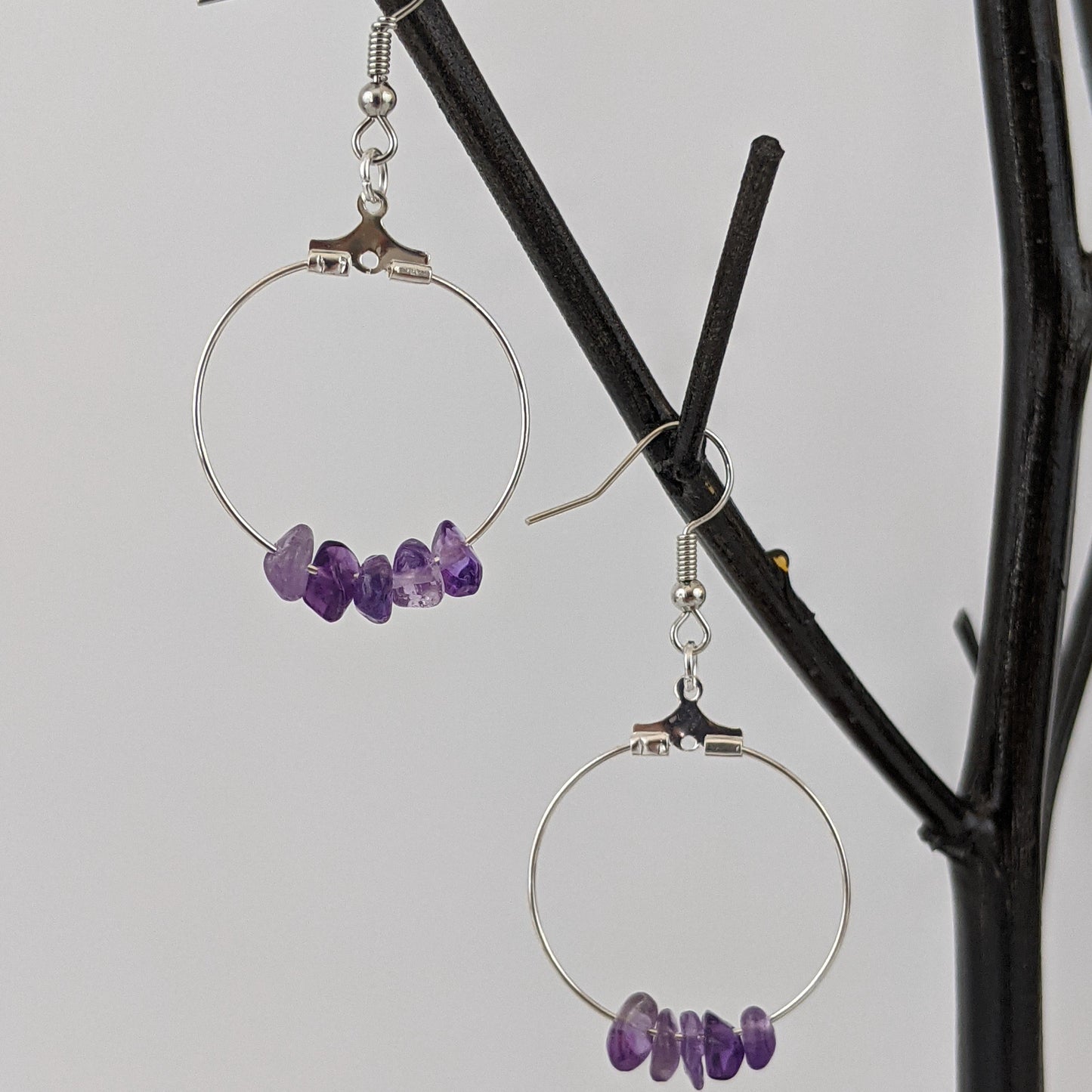 Amethyst Circle Hoop Earrings