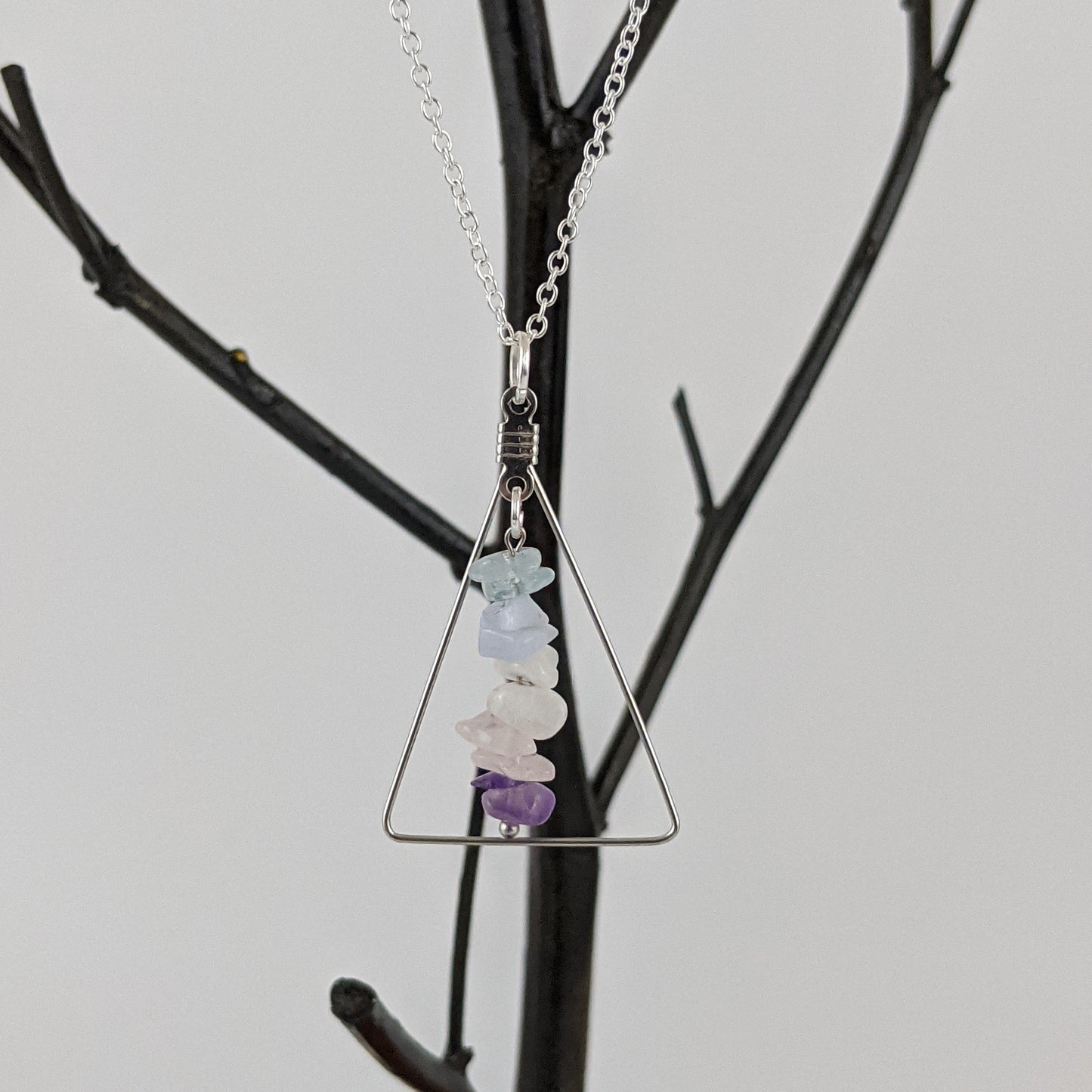 Pisces Triangle Pendant and Dangle Earrings Set